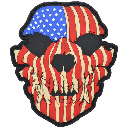K9 Dog Canine Skull US Flag - 3x3.5 PVC Patch COLOR or GLOW IN THE DARK