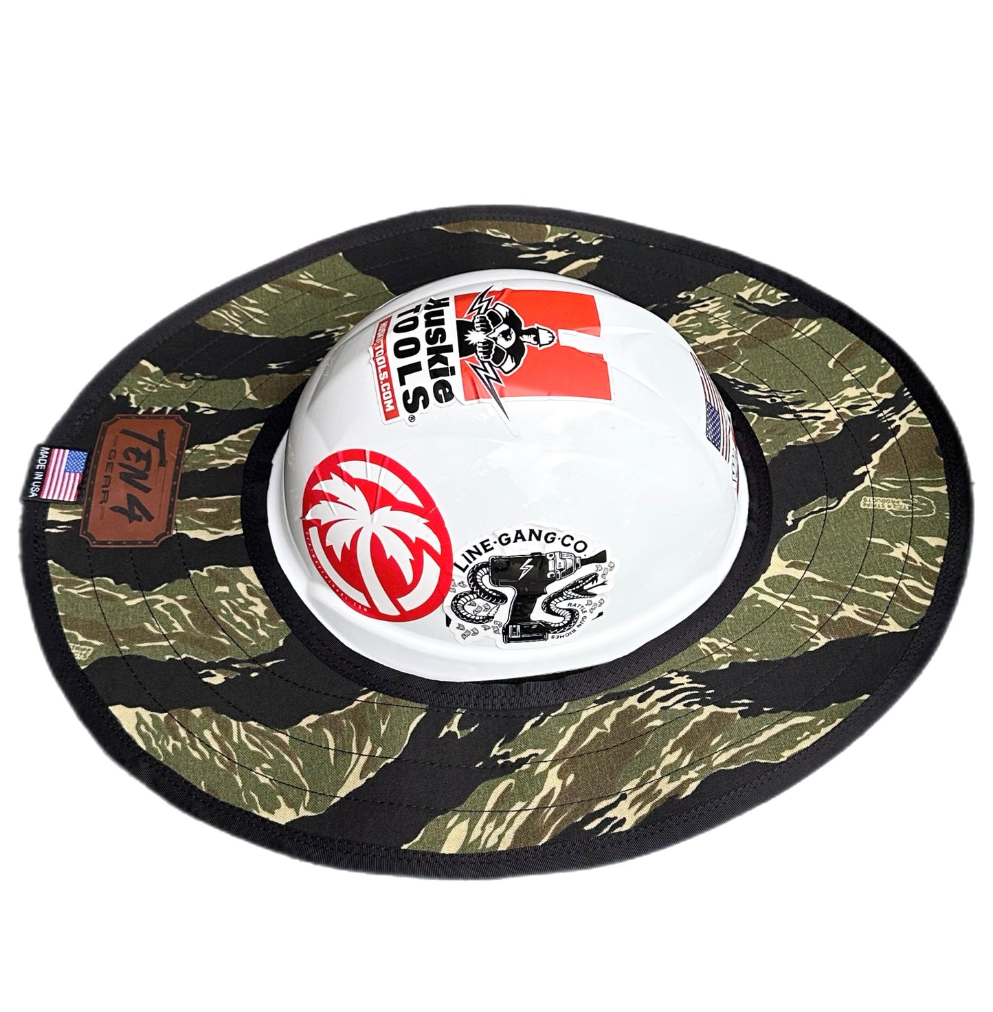 Tiger Stripe Camo Hard Hat Sun Shade Visor – Water-Resistant Worksite Visor for Full Brim & Kask Hard Hats