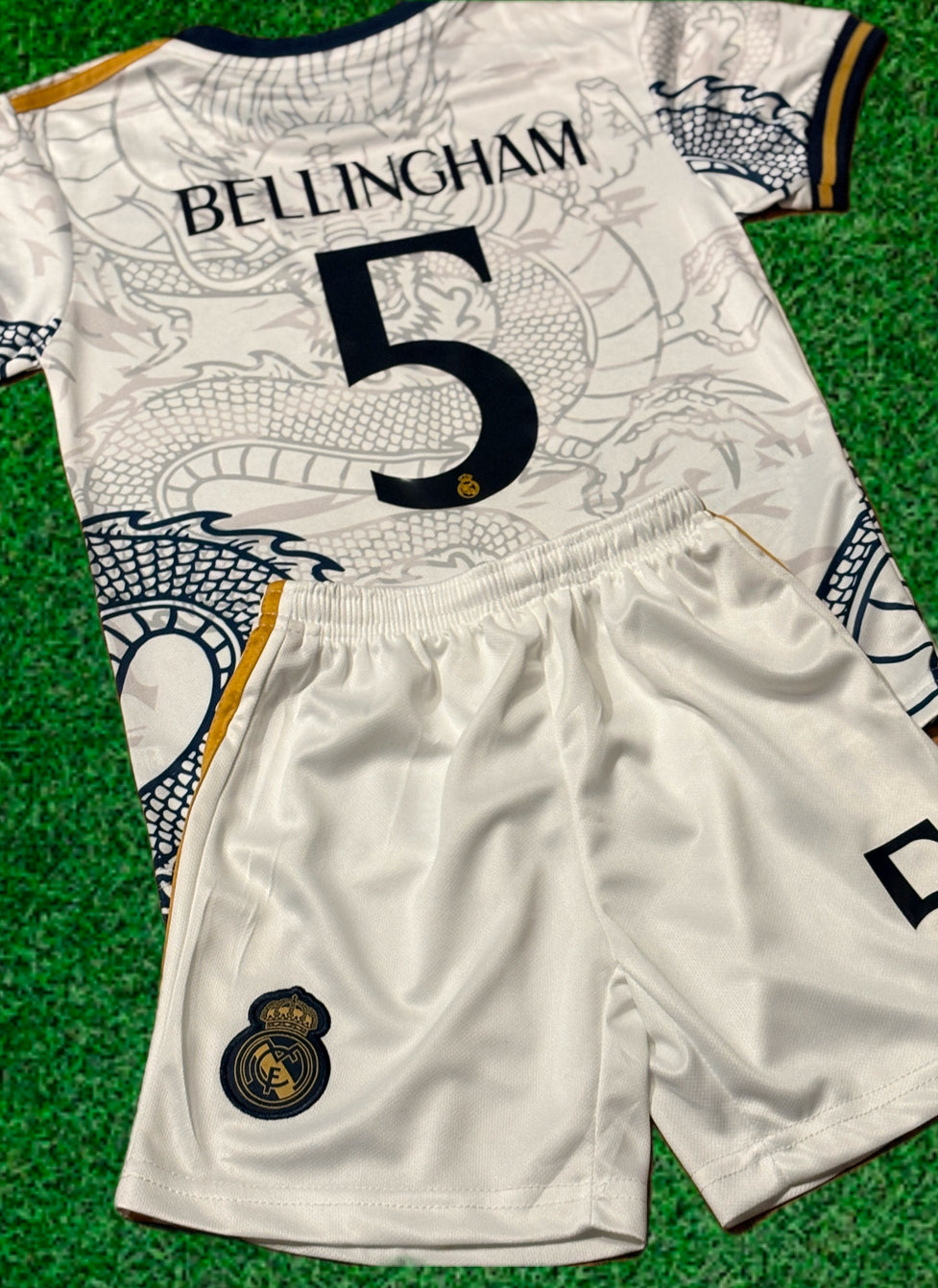 Bellingham Home Dragon Edition Kids Soccer Kit - Real Madrid 2 Piece Set