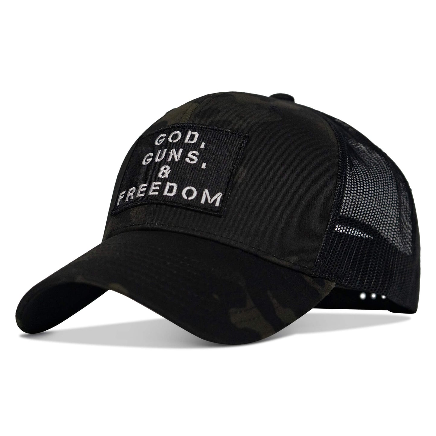 God, Guns, And Freedom Patch Mid-Profile Mesh Snapback Hat