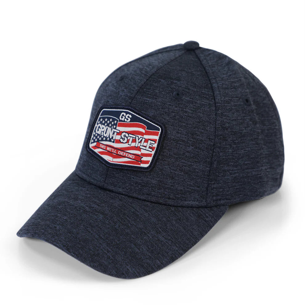 Grunt Style - Old Glory Patch Stretch Fit Hat - Navy Heather