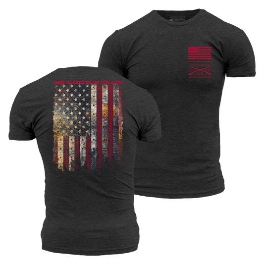 Grunt Style - Red Blood Blue Collar™ T-Shirt - Charcoal