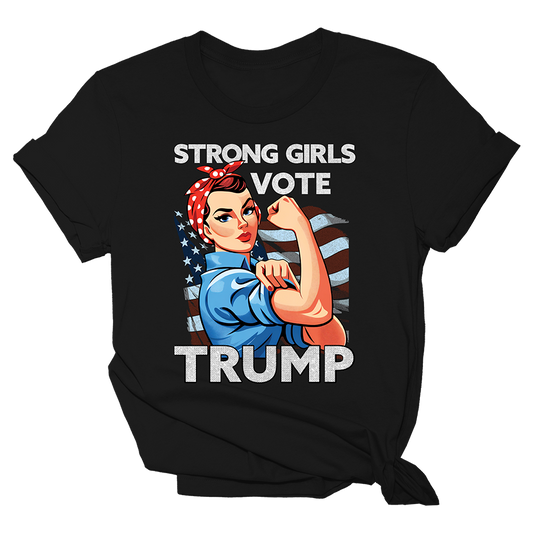 Rosie Riveter Strong Girls Vote Trump Tee