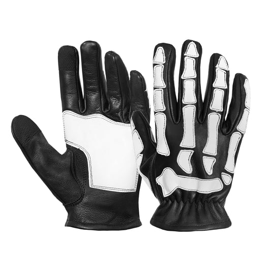 SkullTrail Men's leather  gloves Black & White
