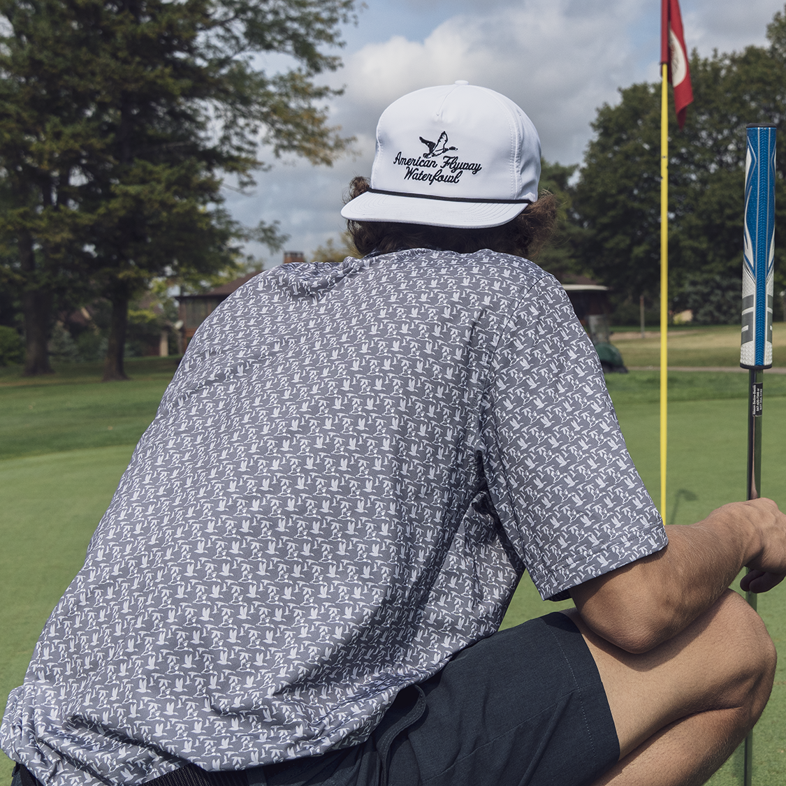 AFW Grey with White Flying Ducks Polo