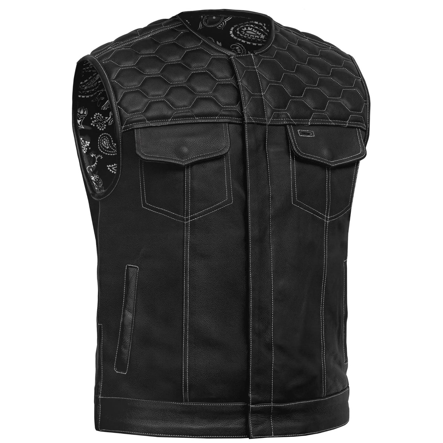 Draven Mens Leather Motorcycle Vest