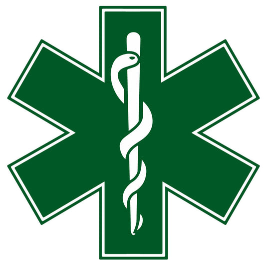 DARK GREEN STAR OF LIFE REFLECTIVE HELMET DECAL