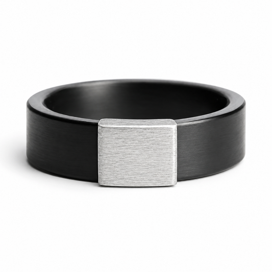 Gunmetal 7mm 14kt White Gold Barrel Band