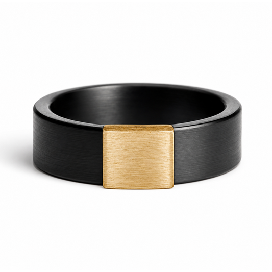 Gunmetal 7mm 14kt Yellow Gold Barrel Band