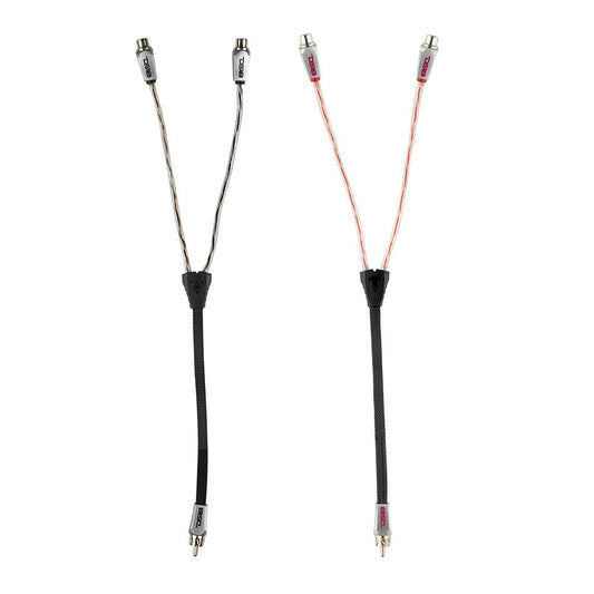 Level 3 RCA 100% Copper OFC Y Connector 2 FEMALE  to 1 MALE -  BLACK / RED Kit