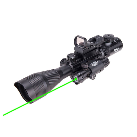 Pinty Nova 3-in-1 4-12x50 SFP Rifle Scope Combo, Green Laser