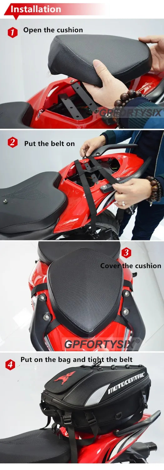 Motocentric Motorcycle Back Seat Bags Waterproof Multifunctional
