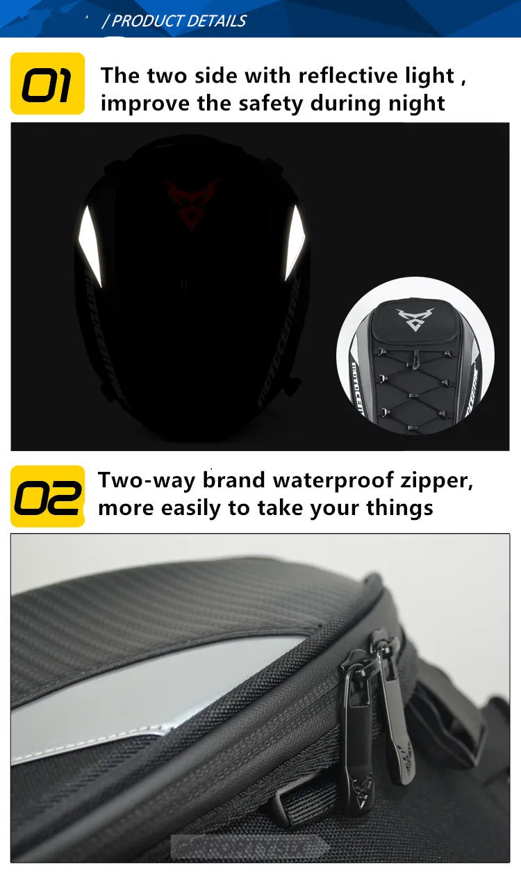 Motocentric Motorcycle Back Seat Bags Waterproof Multifunctional