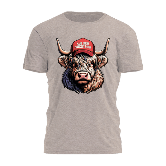 Make Trump President Again - Highland Cow Tee - 2614
