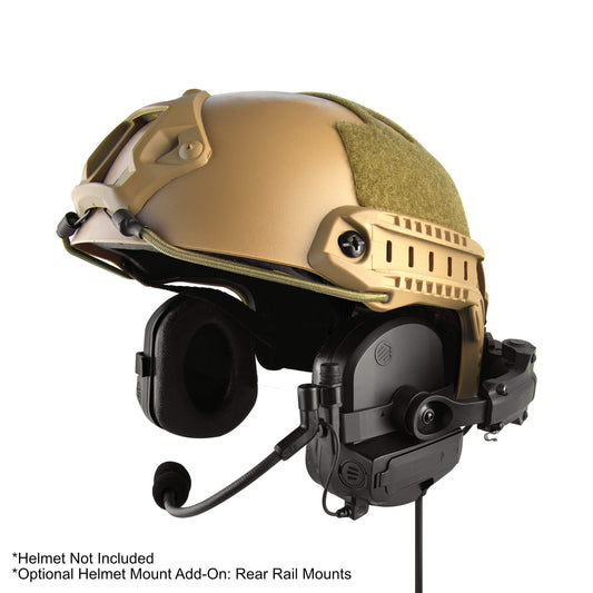 PolTact V2 Tactical Comms Helmet Headset w/ Active Hearing Protection & Quick Disconnect (Hirose) Adapter - Harris, M/A-Com: All P5300 P5400 P5500 P7300 Series, XG-15/25/75, XL-45, XL-95 & More
