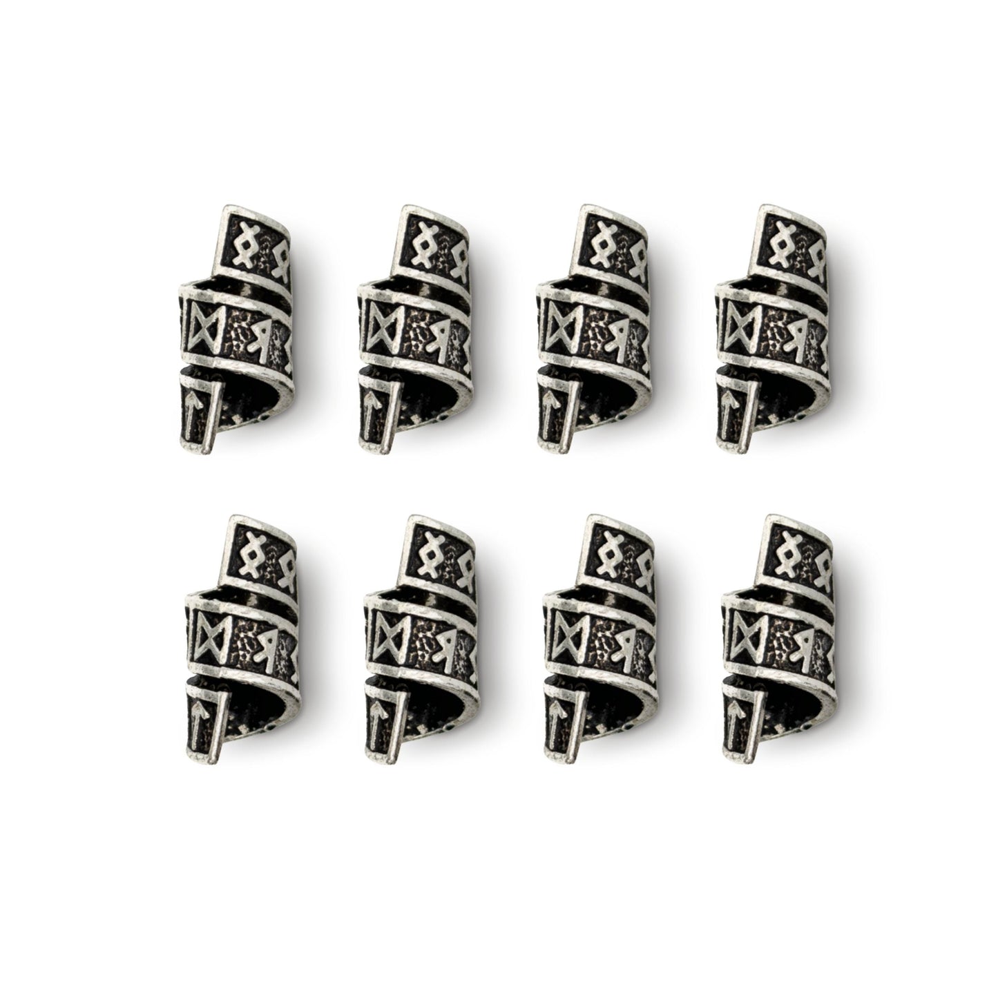 Rune Beard Rings - (Silver - 8)