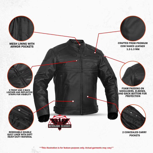 Tarmac Mens Leather Motorcycle Jacket