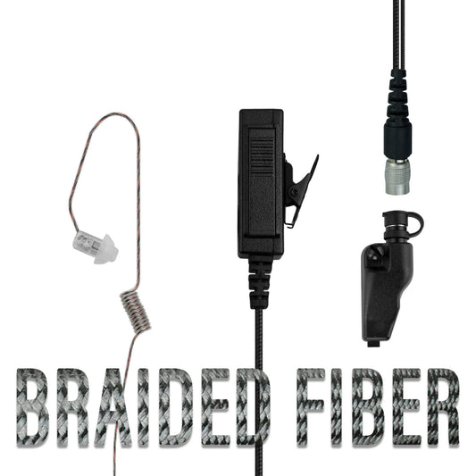 Braided Fiber Tactical Mic & Invisible Series Tubeless Earpiece Complete Kit w/ Quick Disconnect (Hirose) - EF Johnson VP5000 VP6000 VP8000 Series