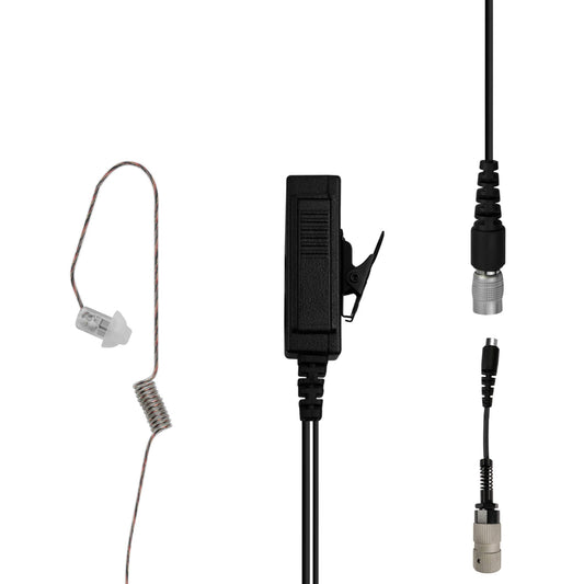 Patrol Mic & Invisible Series Tubeless Earpiece Complete Tactical Kit w/ Quick Disconnect (Hirose) - Harris, Thales, Tri, PRC, Falcon Series, MBITR Series, (6 Pin NATO U229/U329 Connector)