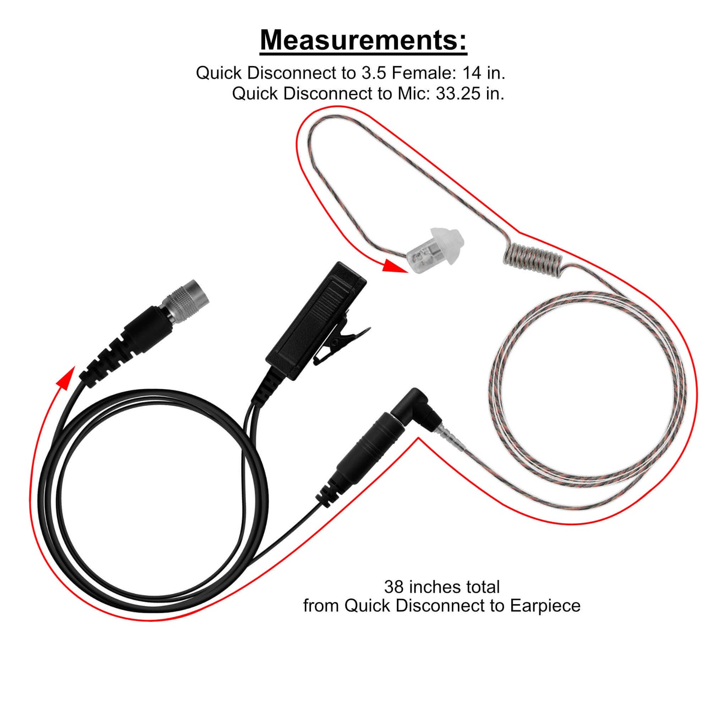 Patrol Mic & Invisible Series Tubeless Earpiece Complete Tactical Kit w/ Quick Disconnect (Hirose) - Motorola R7, MXP600, ION & N Series