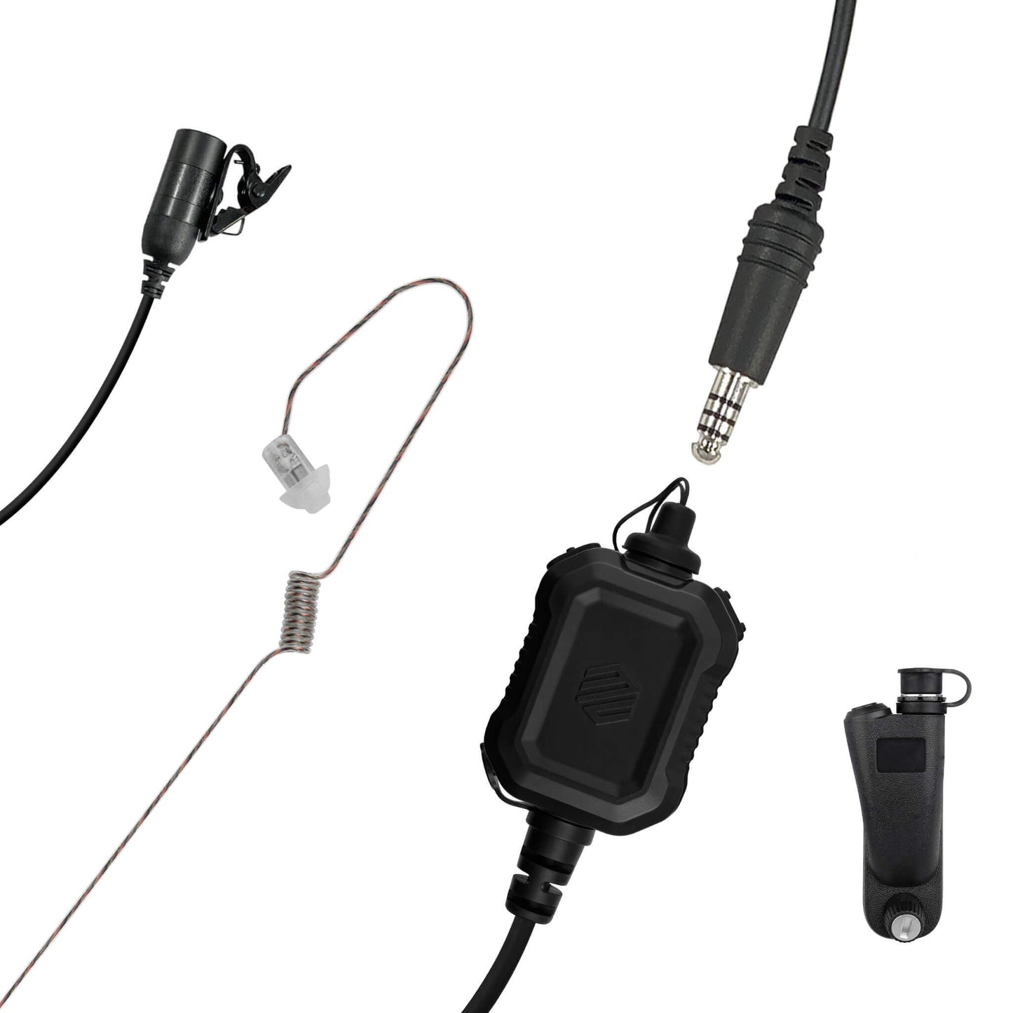 Tactical Mic / Invisible Tubeless Earpiece / Tactical PTT Kit w/ Quick Disconnect (Hirose) Adapter- Motorola: APX (Apex) Series, XPR Series, SRX2200, & More
