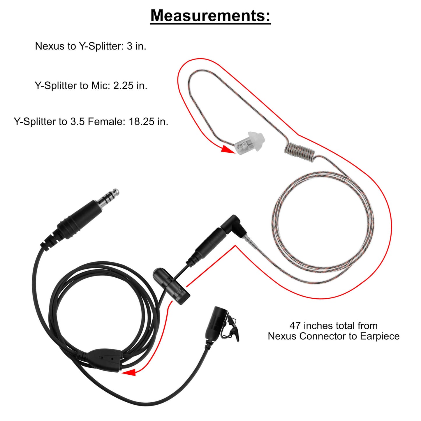 Tactical Mic / Invisible Tubeless Earpiece / Tactical PTT Kit w/ Quick Disconnect (Hirose) Adapter- Motorola: APX (Apex) Series, XPR Series, SRX2200, & More