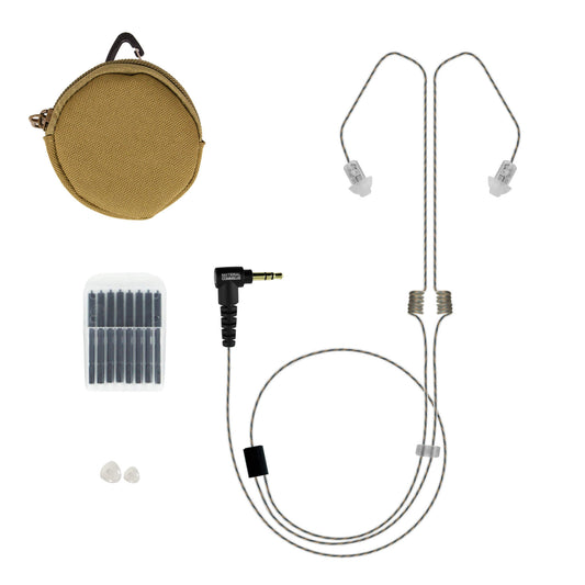 Invisible Series Tubeless Covert/Tactical Radio Dual Earpiece Ambidextrous- 3.5mm, Connects to Speaker Mic for Motorola, Kenwood, Icom, Relm, & More