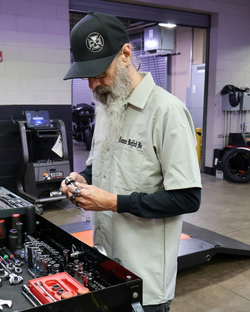 Closeout - Embroidered Shop Shirt - Men's Warm Gray Electric Head