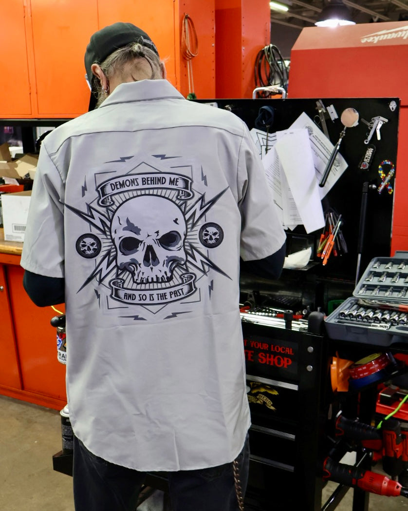 Closeout - Embroidered Shop Shirt - Men's Warm Gray Electric Head