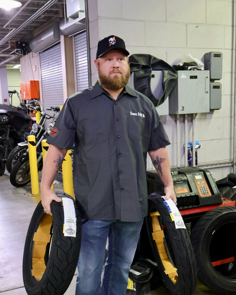 Closeout- Embroidered Shop Shirt -Men's Charcoal