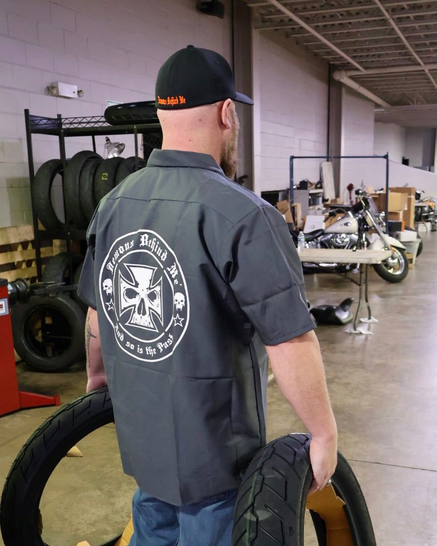 Closeout- Embroidered Shop Shirt -Men's Charcoal