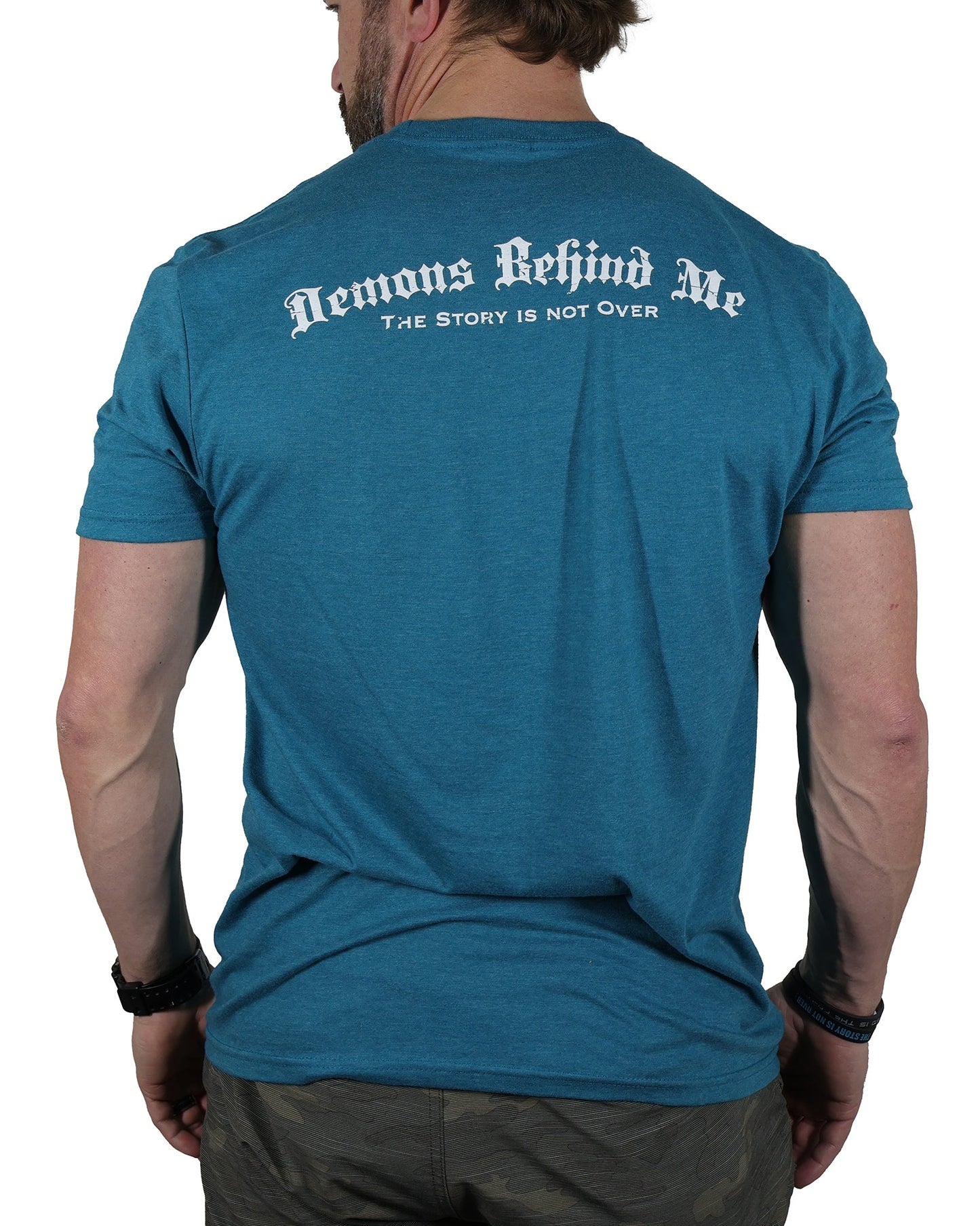 Closeout- Men's Heathered Teal Semicolon Light-Weight T-Shirt