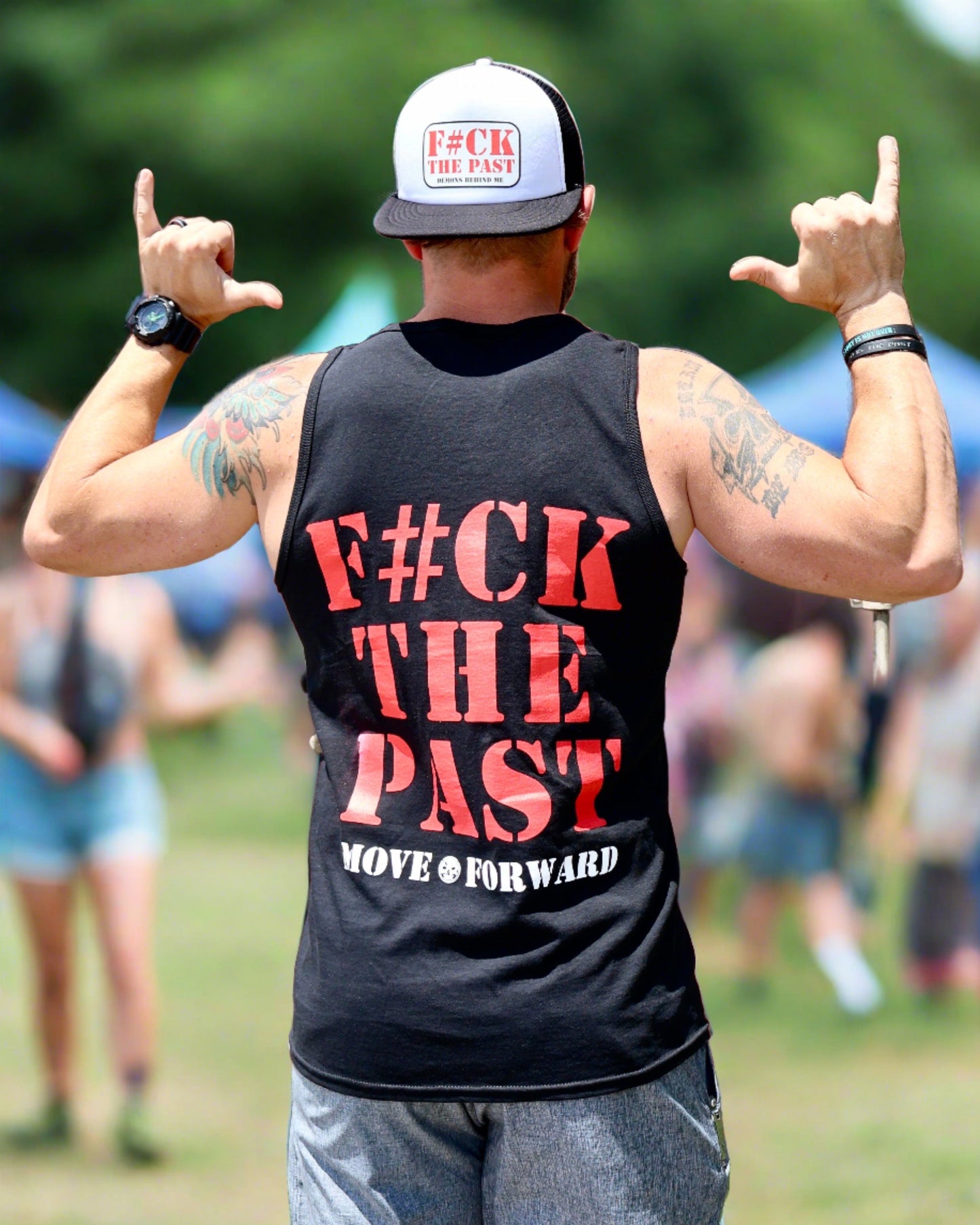 Closeout- Men's "F The Past" Black Tank