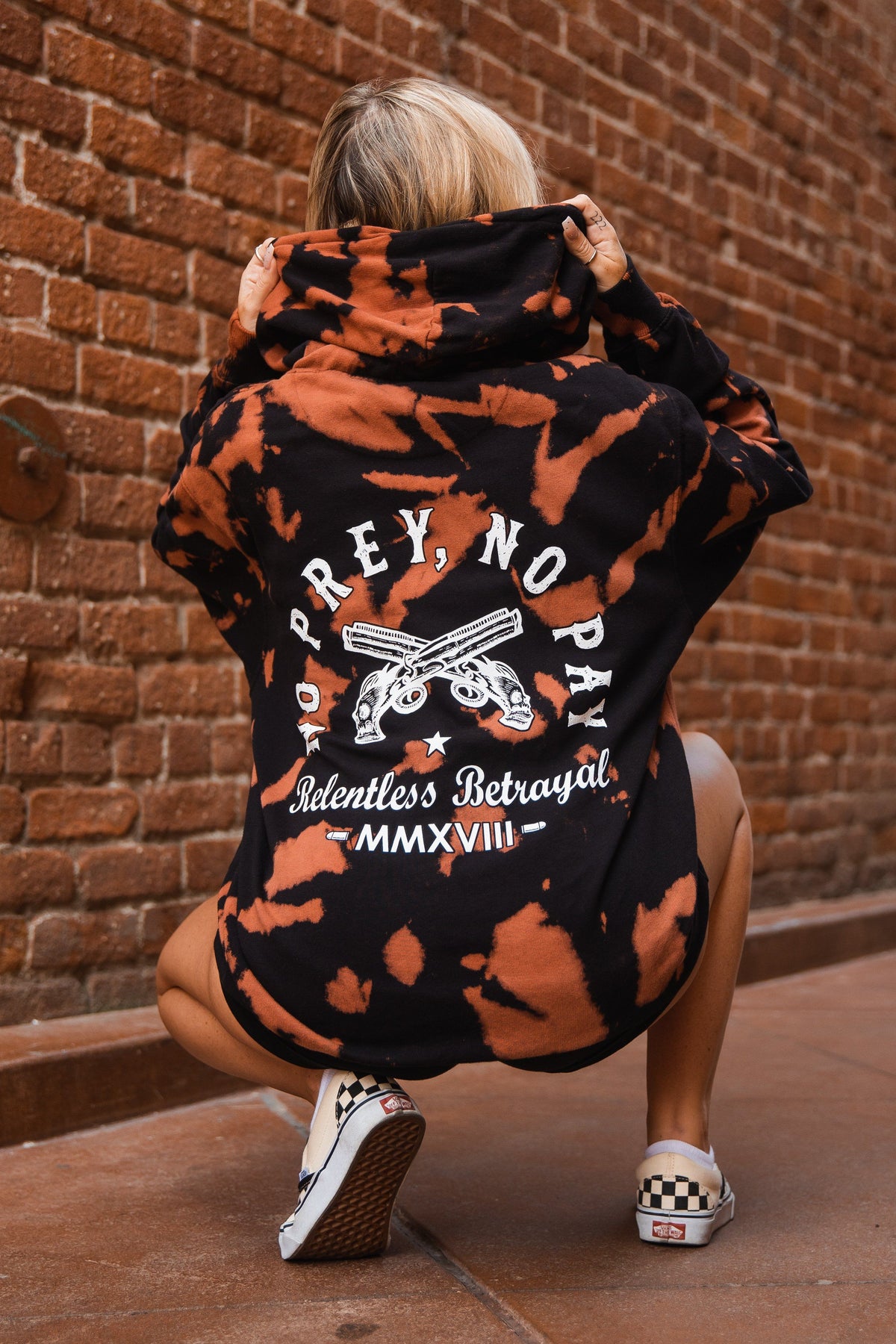 No Prey, No Pay Bleach Wash Hoodie