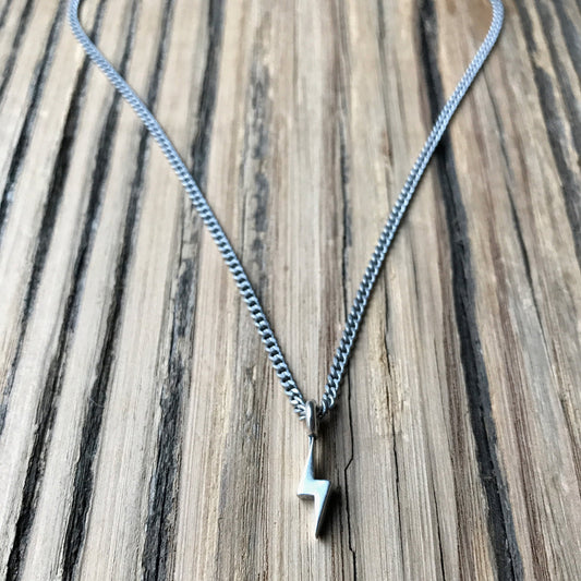 Mini Bolt Necklace - Sterling Silver Choker Charm