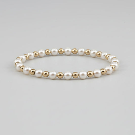 14K Gold Filled 2.5mm Gold Filled & 4mm Pearl Bead Bracelet
