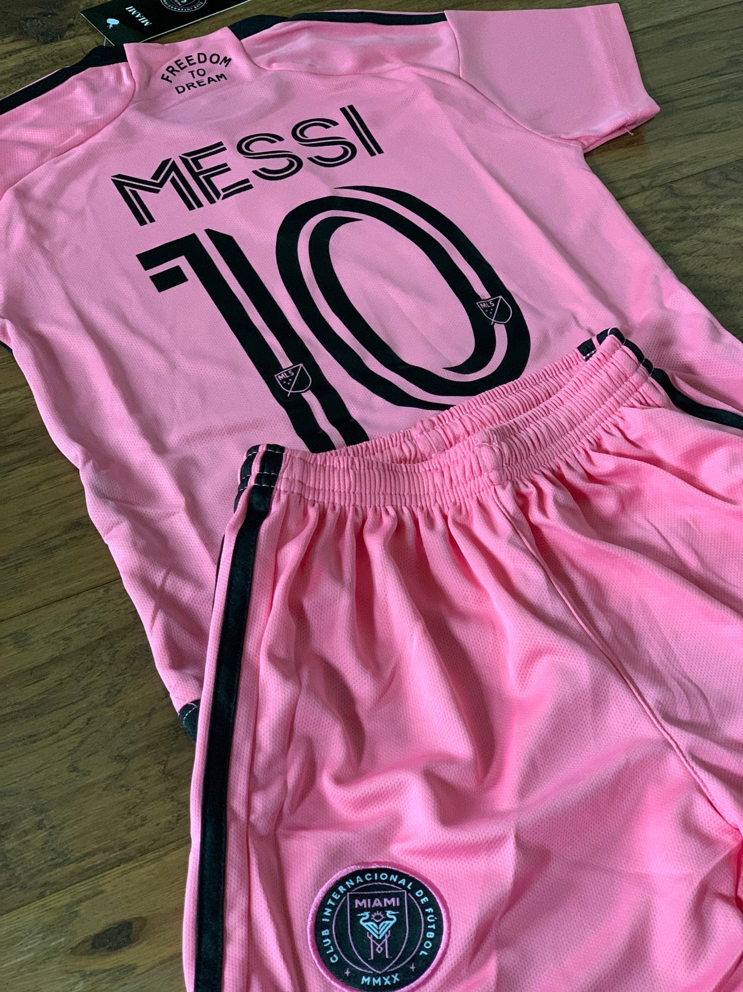 Lionel Messi Miami Home Kids Soccer Jersey Pink Set Football Youth Toddler
