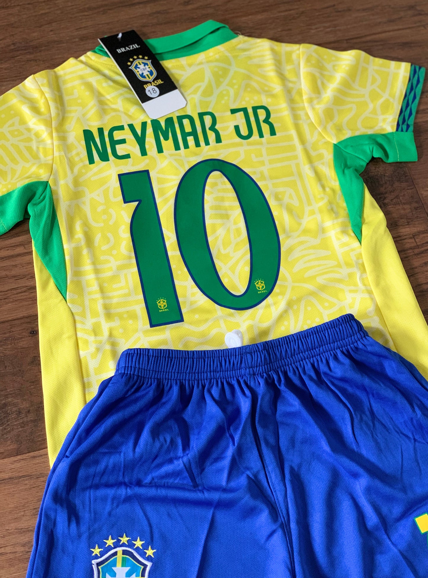 Neymar Jr Brazil Kids Soccer Jersey Set Football Youth Toddler Sizes