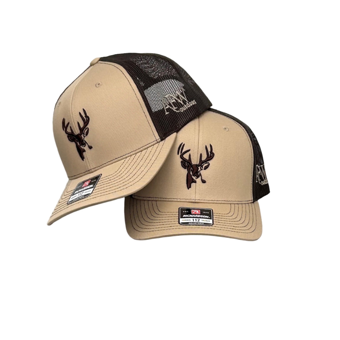112 Khaki / Coffee Buck Logo Trucker