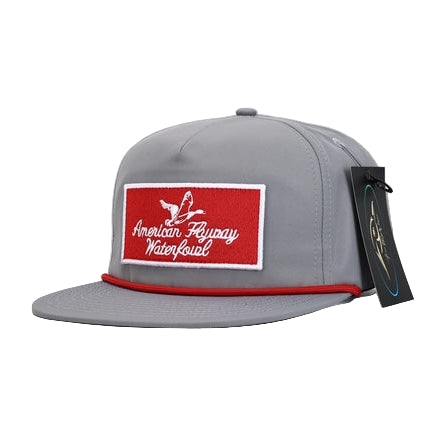 Throwback Vintage Rope Hat Grey with Patch and Red Rope