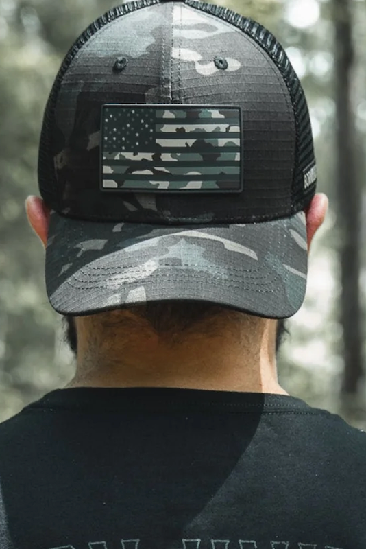 Born United Black Camo Trucker - Camo Flag