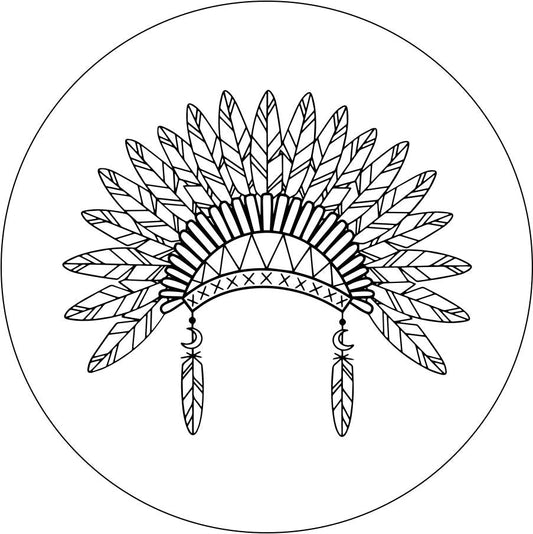 Beautiful Indian Headdress Spare Tire Cover for Jeep, RV, Camper, Bronco, & More