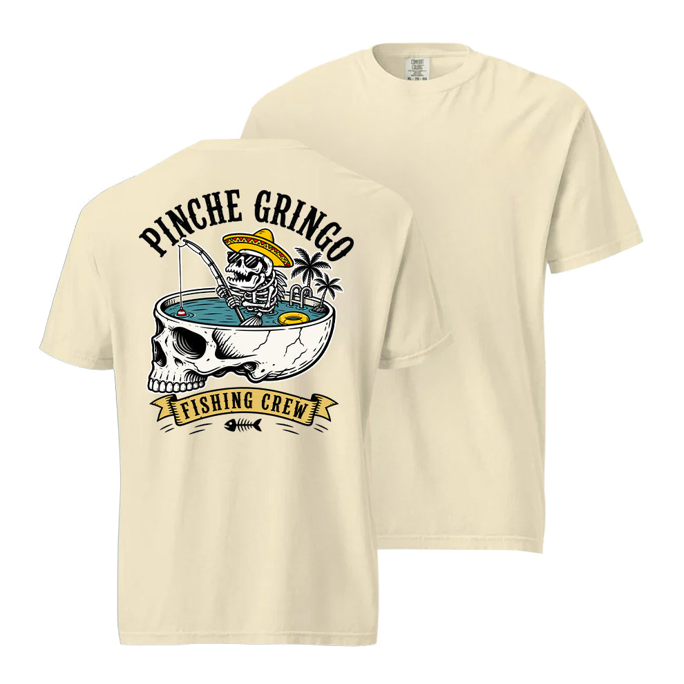 Pinche Gringo Fishing Crew Skull Pool Shirt