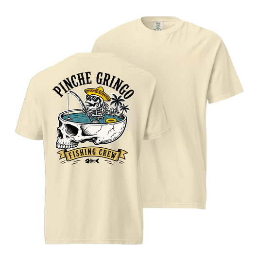 Pinche Gringo Fishing Crew Skull Pool Shirt