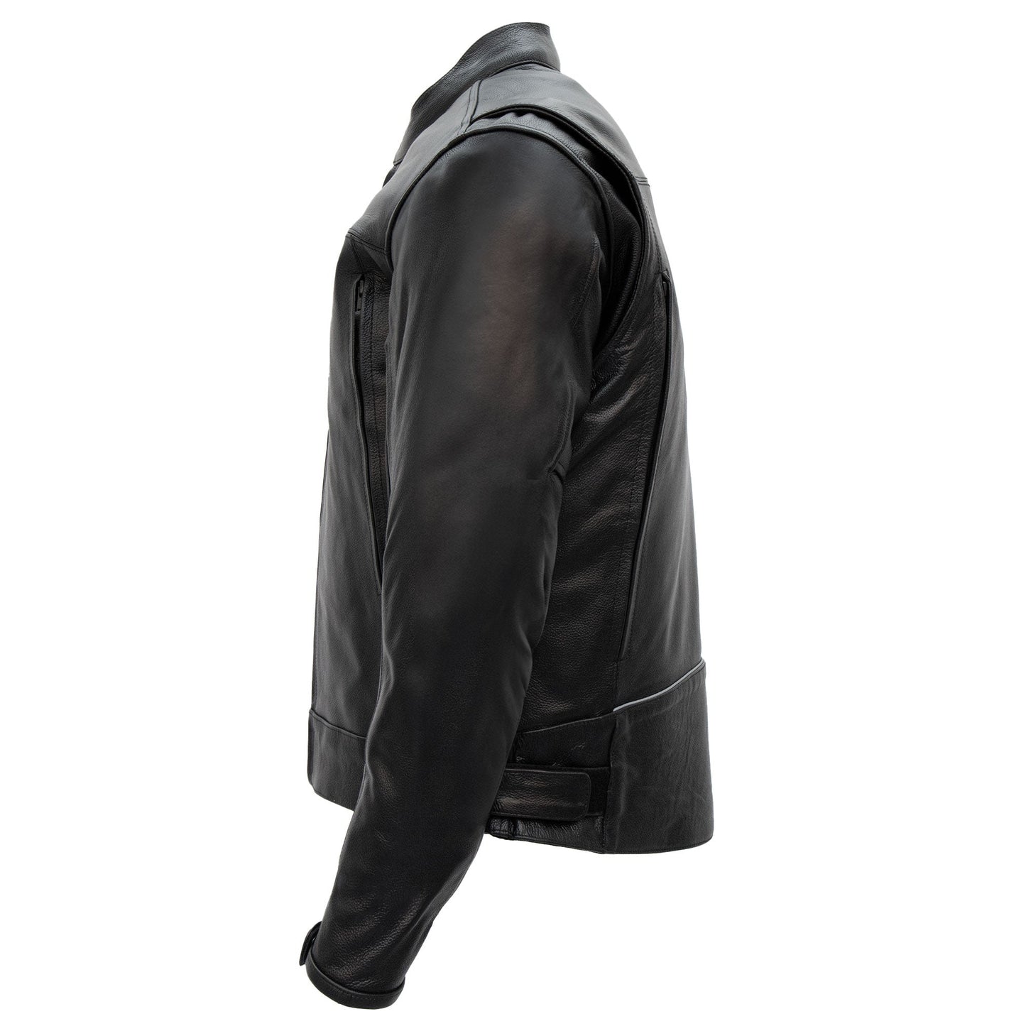 Hot Leathers JKM1021 Men's Black Leather Motorcycle Biker Carry and Conceal Vented Scooter Jacket