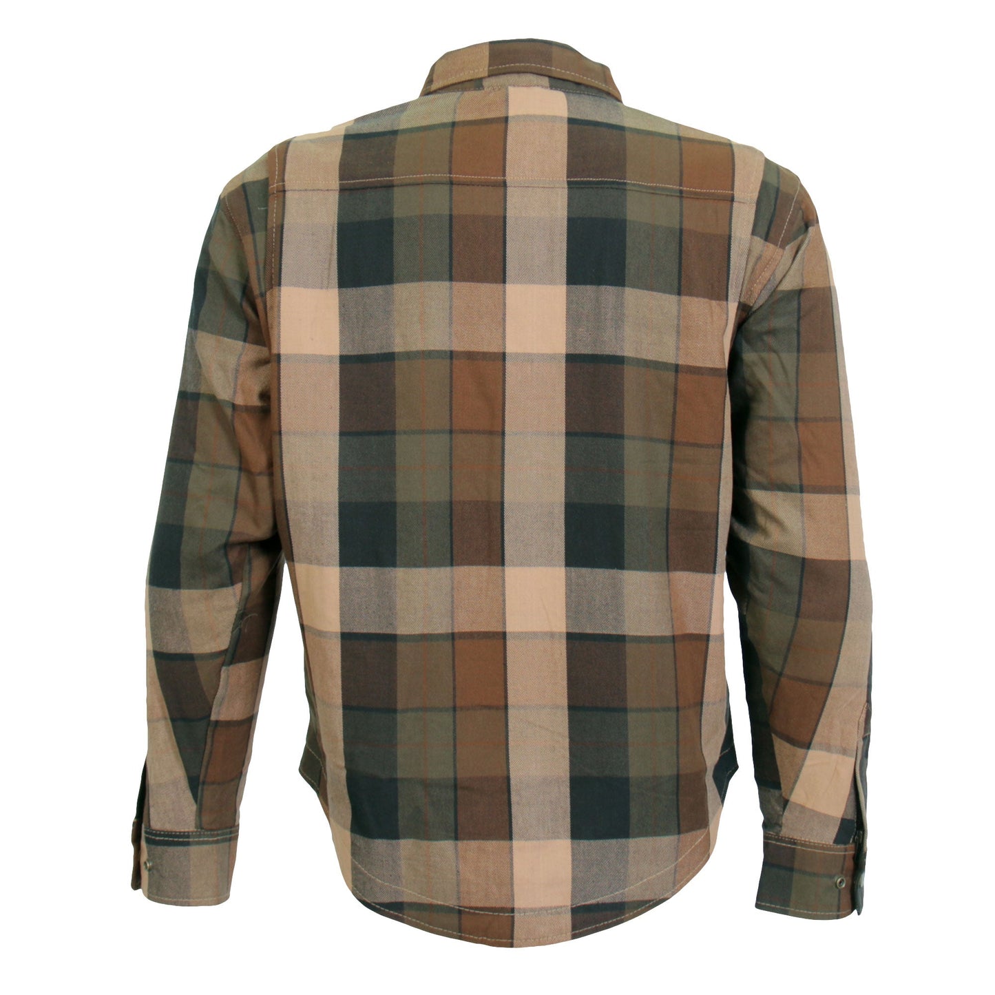 Hot Leathers Men's 'Riot Run' Brown/Black Cotton Flannel Shirt - Button Front - Riding Protective Wear - JKM3007