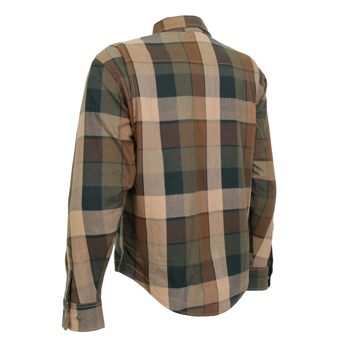 Hot Leathers Men's 'Riot Run' Brown/Black Cotton Flannel Shirt - Button Front - Riding Protective Wear - JKM3007