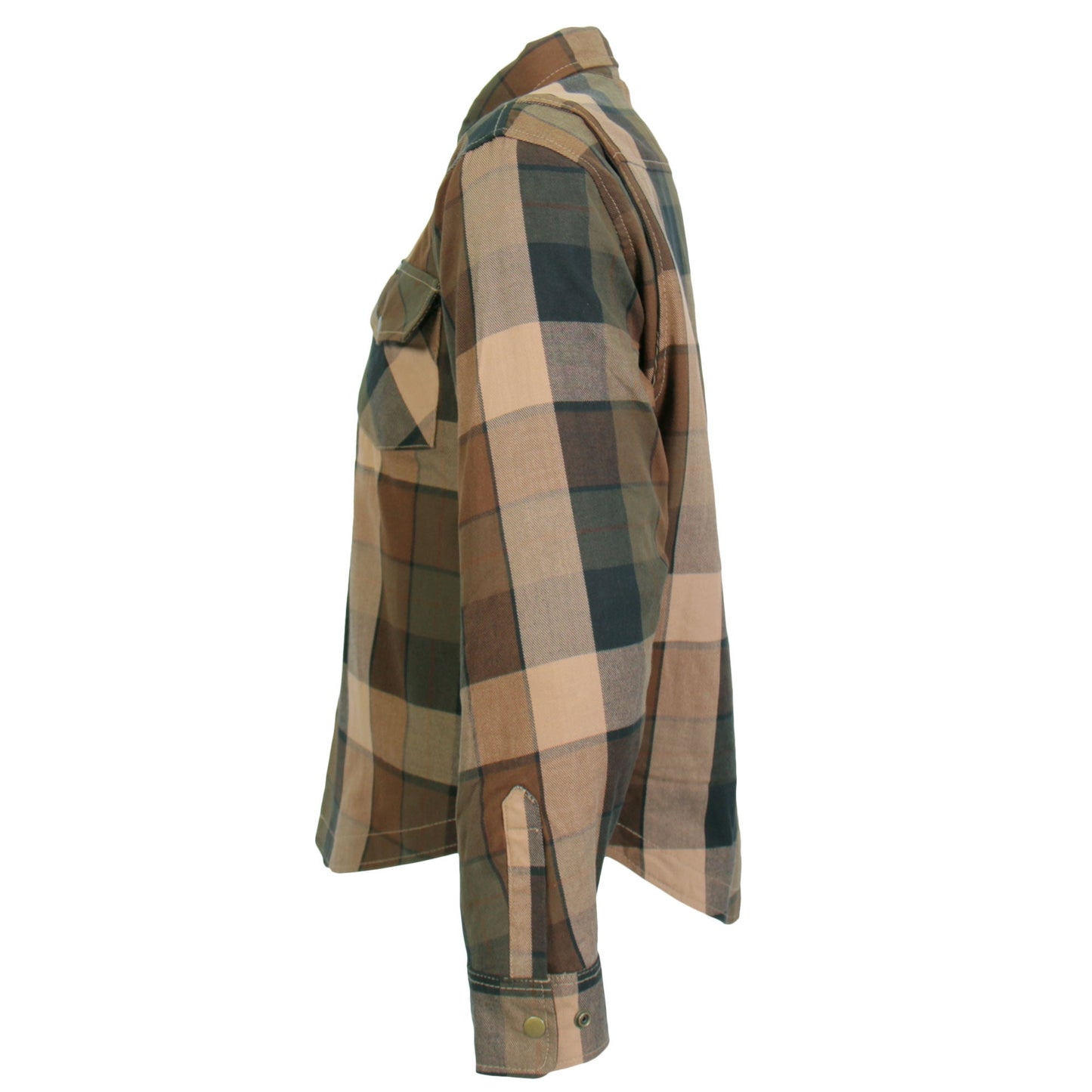 Hot Leathers Men's 'Riot Run' Brown/Black Cotton Flannel Shirt - Button Front - Riding Protective Wear - JKM3007