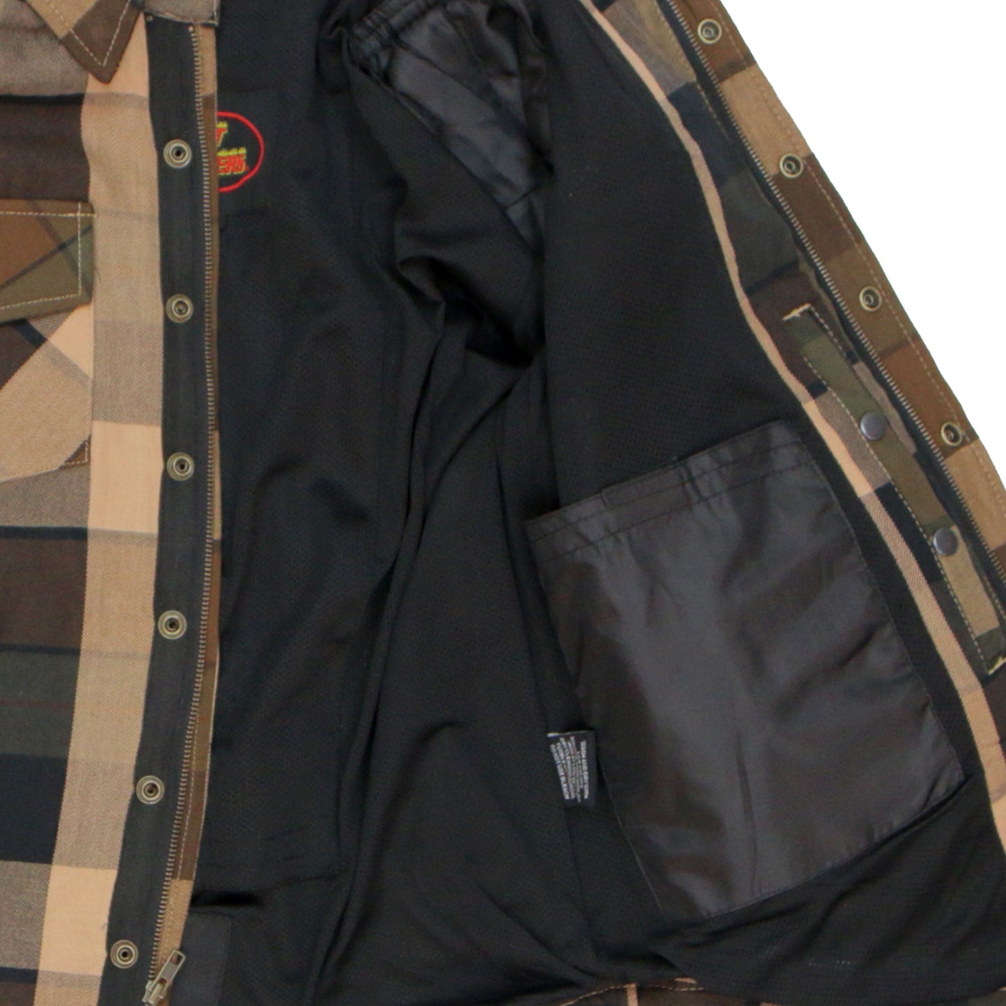 Hot Leathers Men's 'Riot Run' Brown/Black Cotton Flannel Shirt - Button Front - Riding Protective Wear - JKM3007