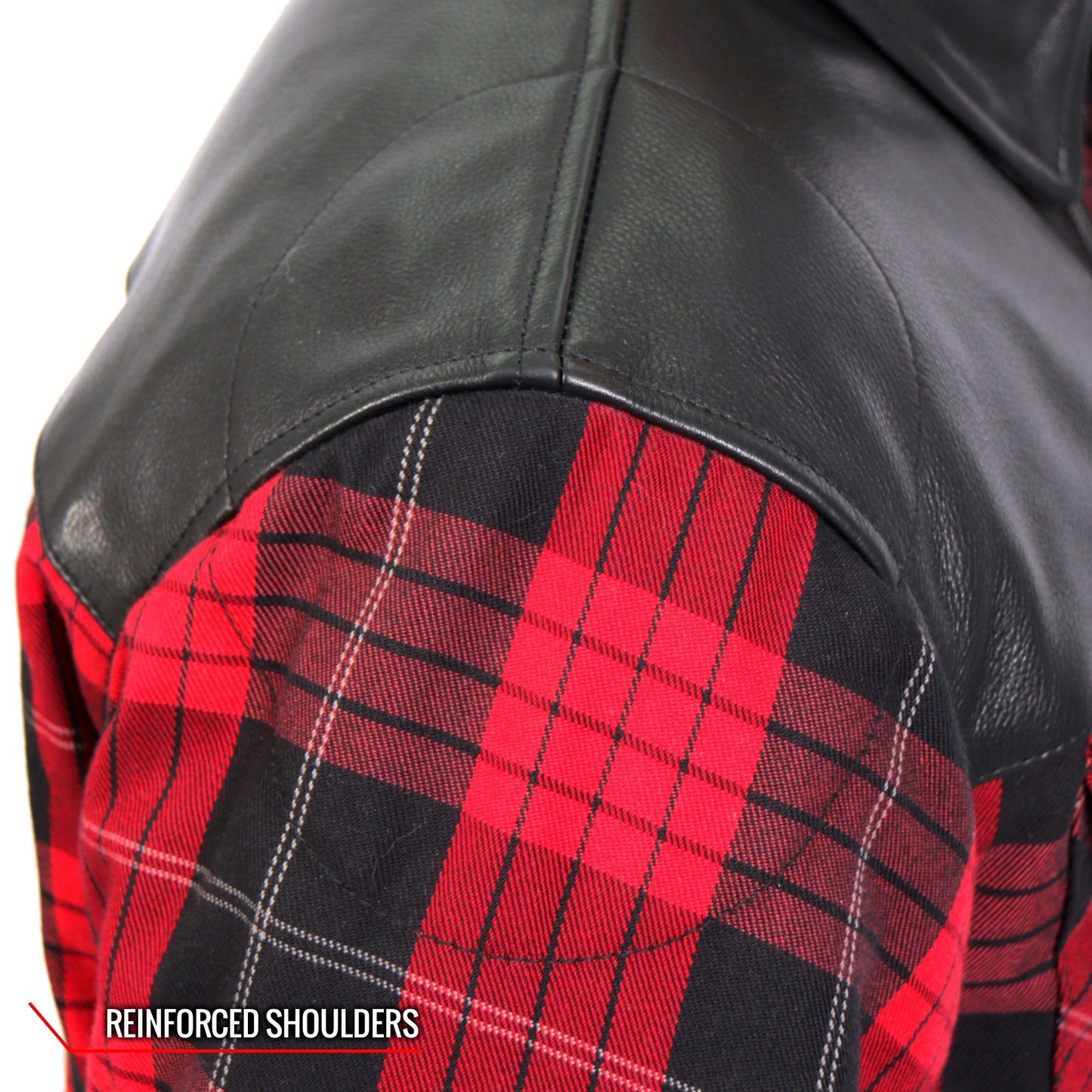 Hot Leathers Men's 'Graveborn' Red/Black Cotton Flannel Shirt - Button Front - Riding Protective Wear - JKM3201